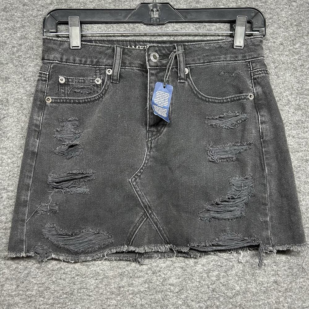 American Eagle Black Size 0 Denim‎ Hi Rise Mini Skirt NWT